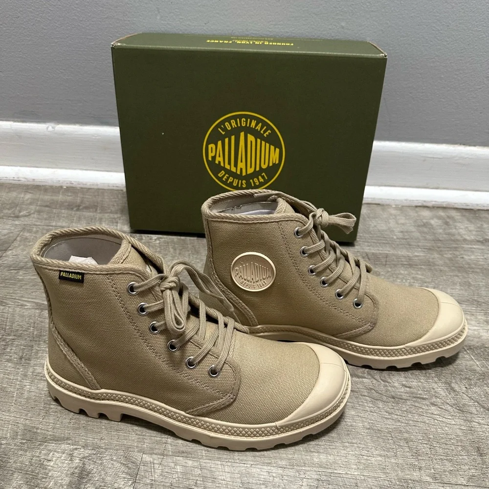 Palladium Women 7.5 Mens 6 Sand Shoes Ankle Canvas High Top Lace Up Trainers - Picture 4 of 12